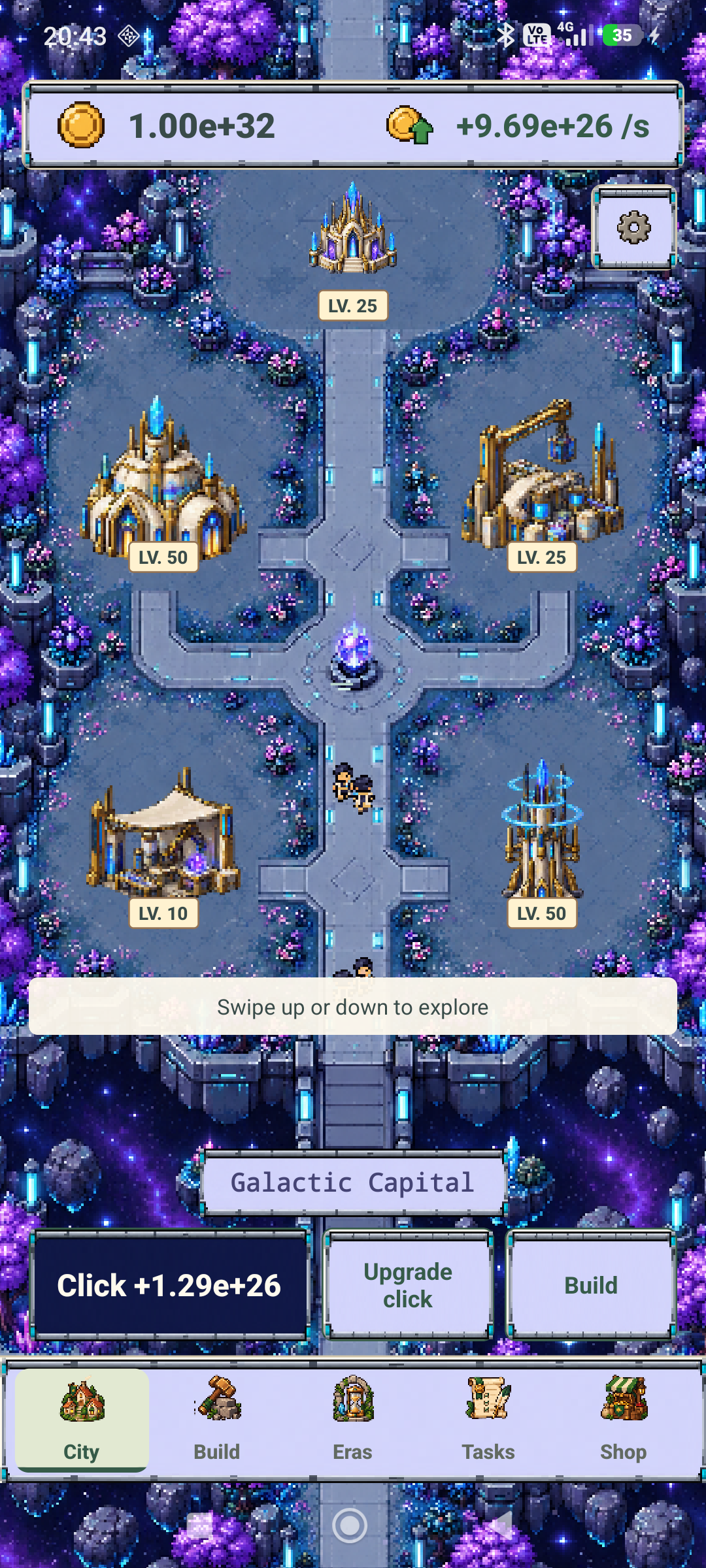 Android gameplay: a cosmic city under the stars